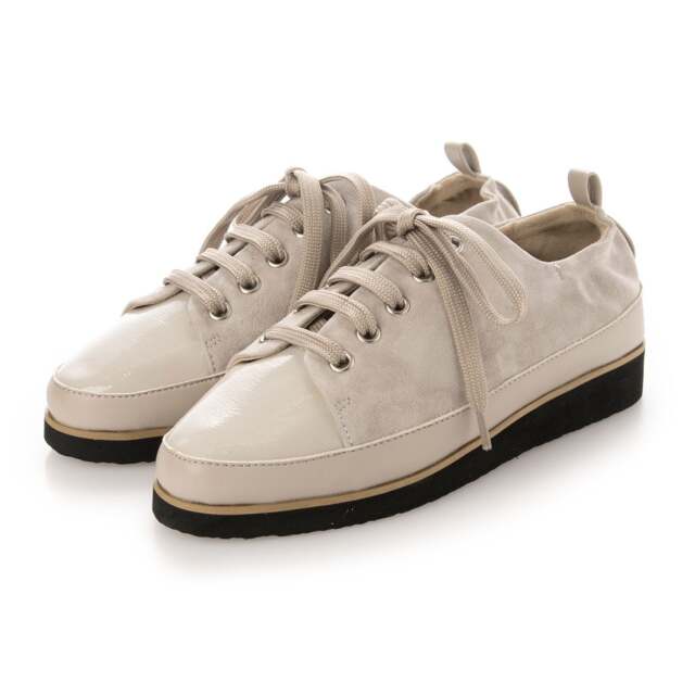 【OUTLET】KISCO（キスコ）異素材コンビレースアップシューズ　ライトグレーコンビ