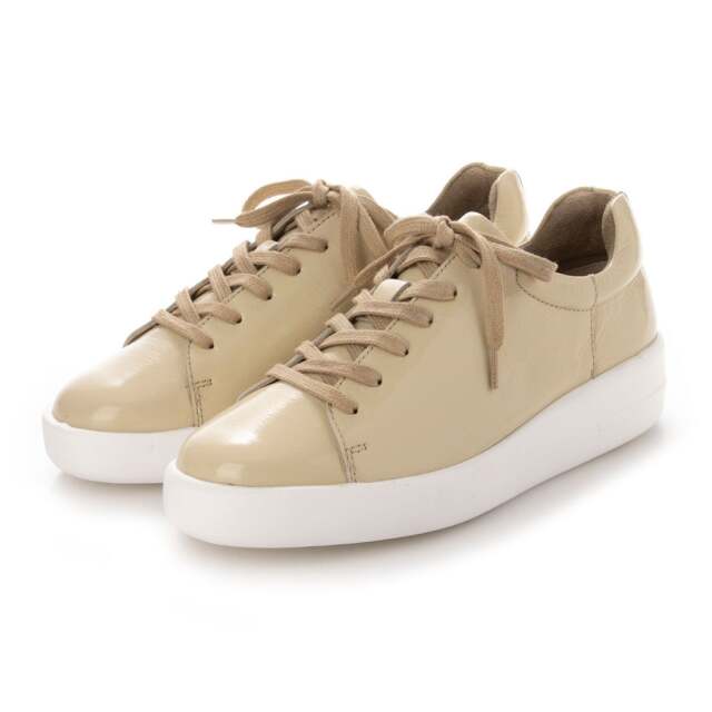 【OUTLET】KISCO（キスコ）ソフトスクエアレースアップスニーカー　ベージュエナメル