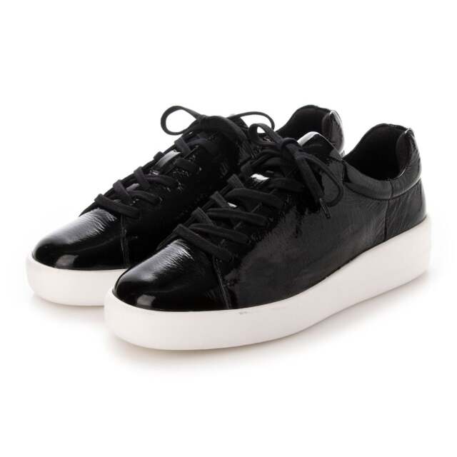 【OUTLET】KISCO（キスコ）ソフトスクエアレースアップスニーカー　ブラックエナメル