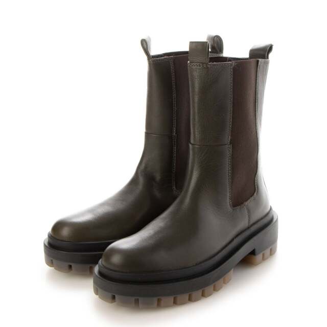 【OUTLET】KISCO（キスコ）タンクソールサイドゴアミドルブーツ　ダークグリーン