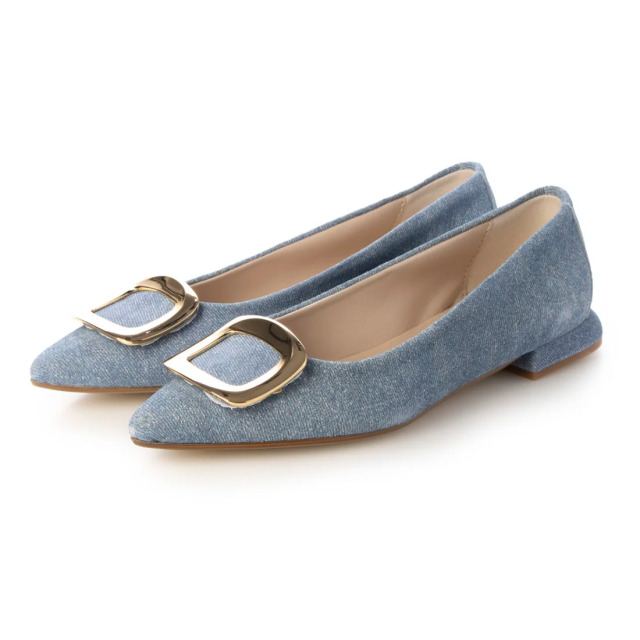 【OUTLET】GIANLUCA PISATI（ジャンルカピサティ）メタルパーツローヒールパンプス 　ブルースエード