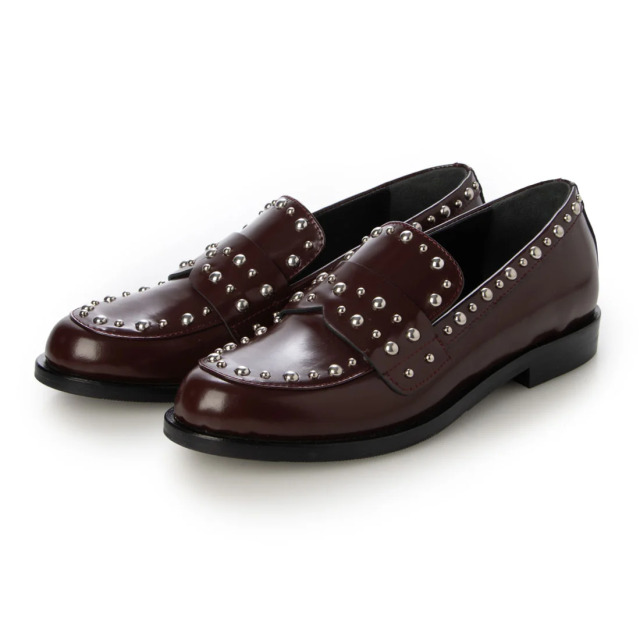 【OUTLET】NAPOLEONI（ナポレオーニ） イタリア製 スタッズデザインローファー　ボルドー