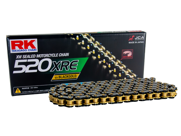 ゼファー400/χ RK ドライブ チェーン 520XRE 電着ブラック＆ゴールドコート 110リンク カシメジョイント