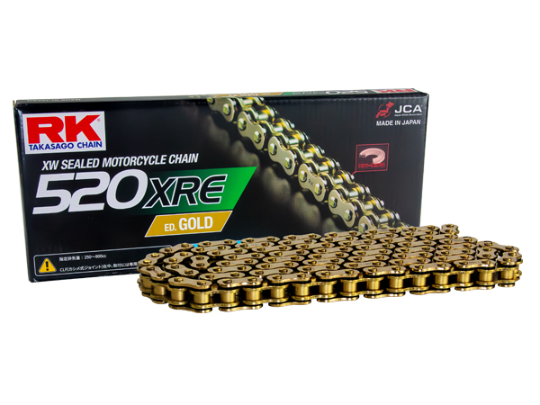 ゼファー400/χ RK ドライブ チェーン 520XRE 電着ゴールドコート 110リンク カシメジョイント
