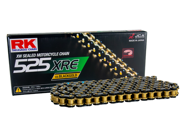 ゼファー750/RS RK ドライブ チェーン 525XRE 電着ブラック＆ゴールド 110リンク カシメジョイント