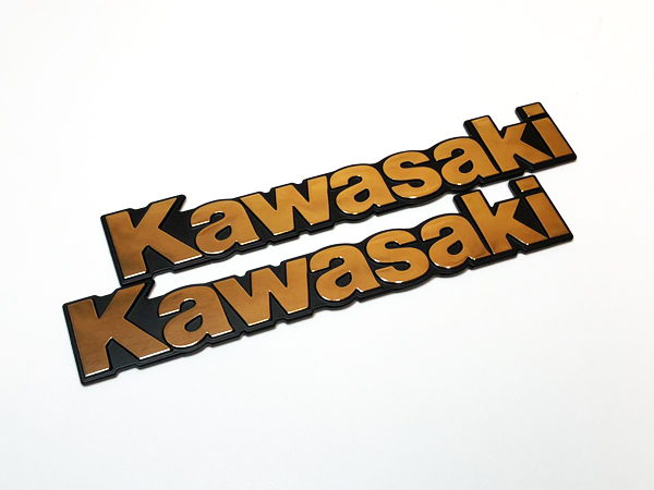 カワサキ 純正 タンク エンブレム Kawasaki ゴールド文字