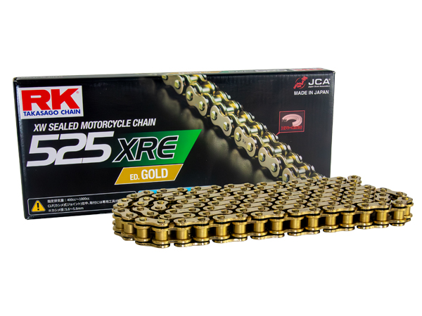 ゼファー750/RS RK ドライブ チェーン 525XRE 電着ゴールドコート 110リンク カシメジョイント