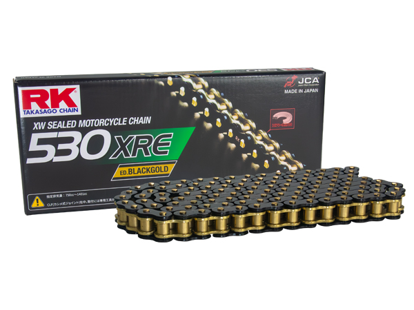 ゼファー1100 RK ドライブ チェーン 530XRE 電着ブラック＆ゴールド 120リンク カシメジョイント