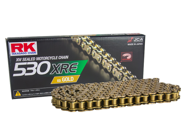 ゼファー1100 RK ドライブ チェーン 530XRE 電着ゴールドコート 120リンク カシメジョイント