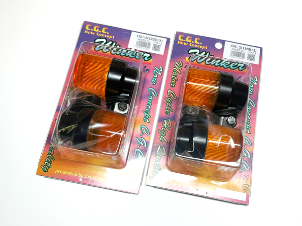 CGC　ヨーロピアンウインカー　300型　メッキ/アンバー　6セット CGC ヨーロピアンウインカー160型メッキ【角】 | 旧車バイク