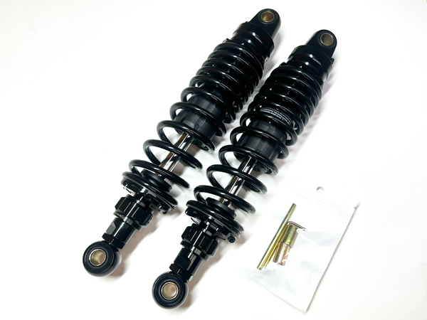 汎用 リアショック リアサスペンション 320mm 減衰調整付 ブラックボディ/ ブラックスプリング