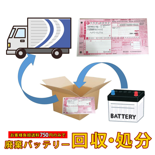 不要バッテリー回収サービス【回収輸送費+廃棄処分費用込み】