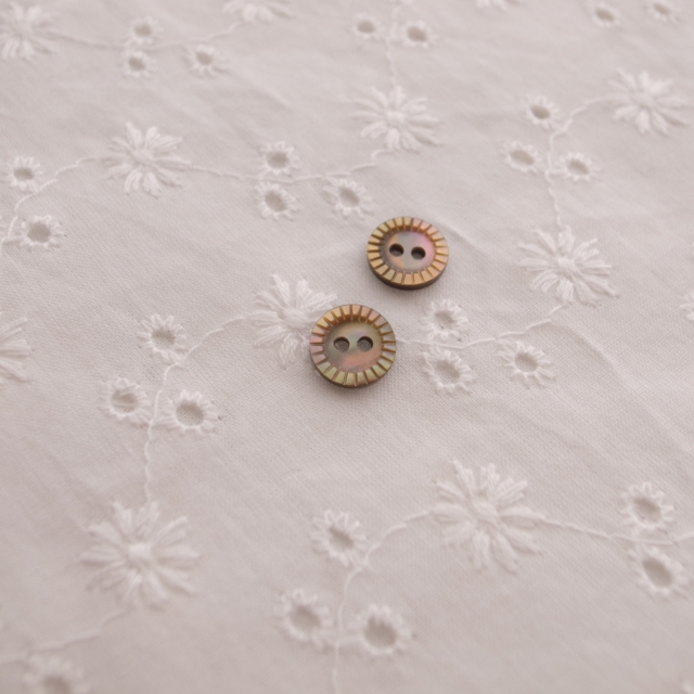 【丸型(定番 キザミ)】茶蝶貝ボタン#00180 2穴9mm