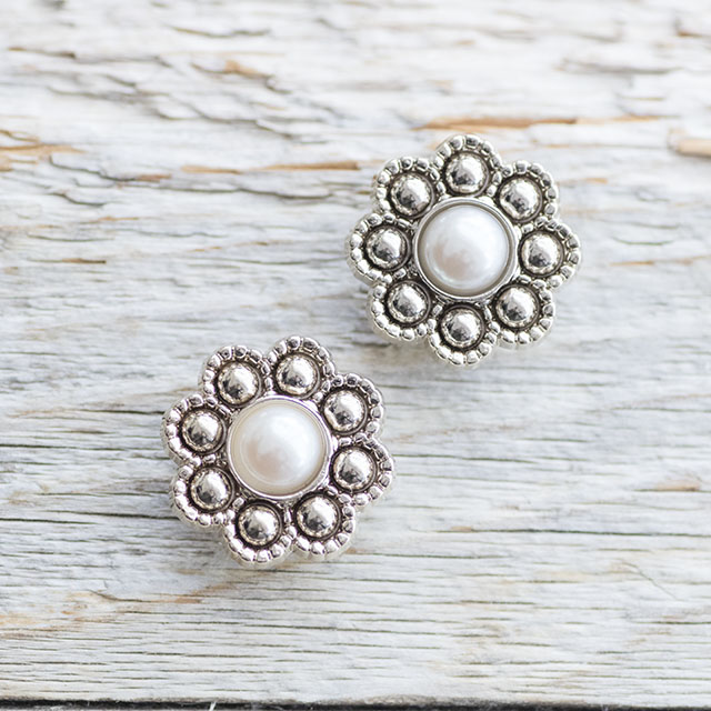 【ビジューボタン（装飾ボタン）】パール×メタルボタン 1穴 ＃BT206  18mm C/#UG ゴールド