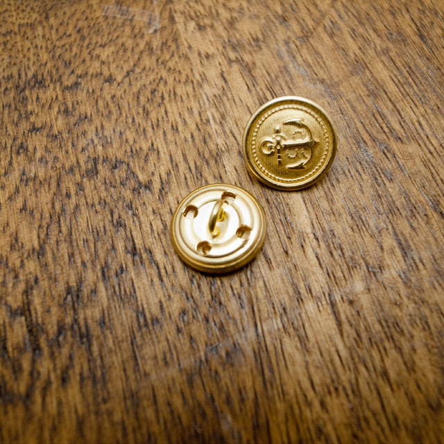 【丸型(マリンボタン)】真鍮ボタン#Ｍ５０３ 1穴15mm　C/#Ｇ消し