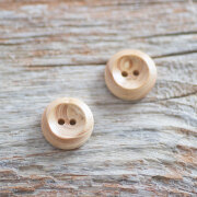 ツゲボタン 2穴 15mm ナチュラル 厚みのある木製ボタン