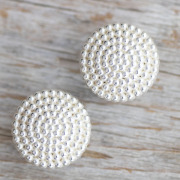 【ビーズメタルボタン】 ＃BT249 １穴 18mm C/#AS ホワイトシルバー