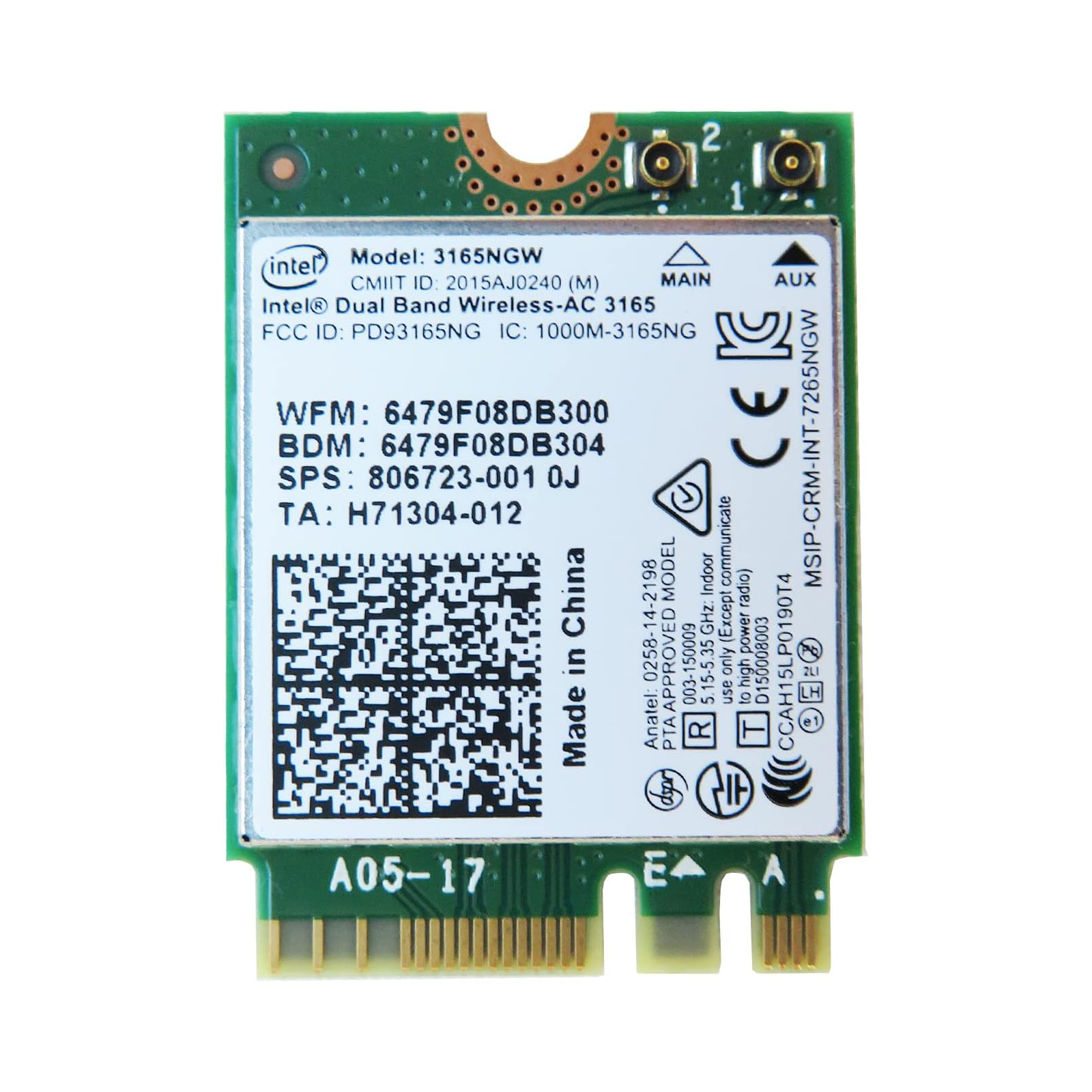 Skynew Wi-Fiモジュール ネットワークカード M.2 2230 802.11ac 2.4GHz/5GHz インテル デュアルバンド Wireless-AC Bluetooth4.2 ワイヤレスカード 3165NGW