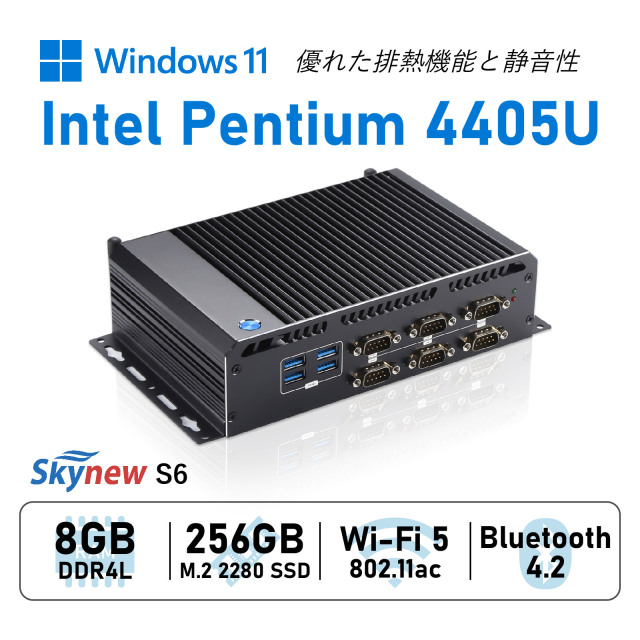 Skynew ミニPC インテルPentium / 8GB / 256GB SSD / Win11 LAN×2 HDMI×2 USB3.0×4 USB2.0×4 Bluetooth S6