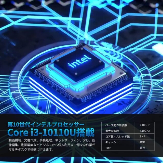 Skynew ファンレス ミニパソコン 小型PC 無音 i3-10110U/16GB/512GB