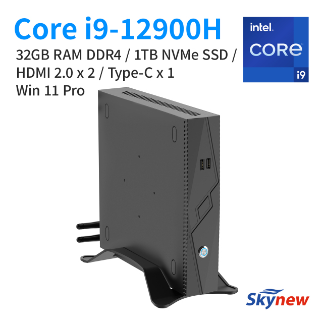 Skynew ミニ ゲーミングPC RTX 3050 Ti / インテル 第12世代 Core i9-12900H  / 32GB DDR4 RAM / 1TB M.2 NVMe SSD / Windows 11 Pro / 802.11ax Wi-Fi 6E / Bluetooth 5.3 / LAN 2.5Gbps / Type-C / HDMI 2.0 GA-01