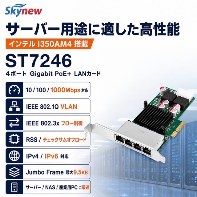 Skynew ST7246 1GbE RJ45 4ポート 有線LANカード 商品画像