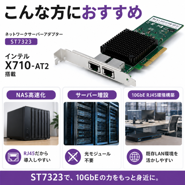 Skynew ST7323 10GbE RJ45 2ポート 有線LANカード 商品画像