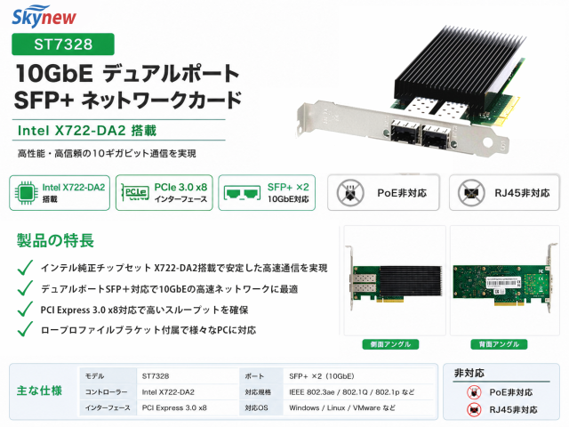 Skynew ST7328 10GbE SFP+ 2ポート 有線LANカード 商品画像