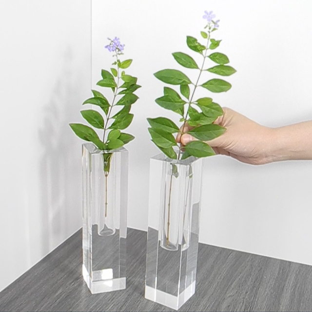 BBEST アクリル 花瓶 おしゃれ 割れない フラワーベース 透明 クリア 四角 スクエア 一輪挿し 透明 アクリル製 VASEH20