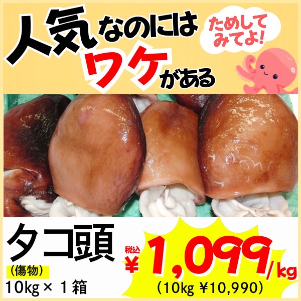 【業務用】傷物 ボイルタコ頭 10kg ｜ 1kg￥1,099