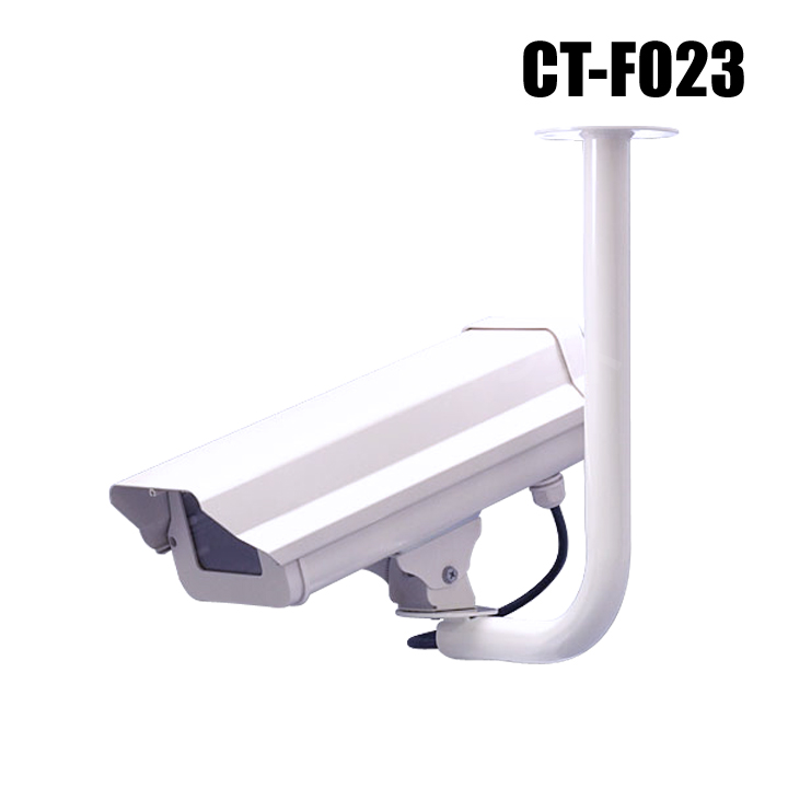 【CT-F023】防雨・天吊・プロ仕様LEDダミーカメラ（防犯ステッカー付・アイボリー・ロングタイプ）