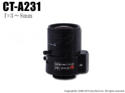 【CT-A231】防犯カメラ・監視カメラ用バリフォーカルレンズ（f=3～8mm）