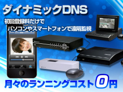 ランニングコスト不要！スマホで遠隔監視　ダイナミックDNSサービス