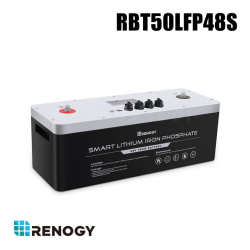 【RBT50LFP48S】レノジー RENOGY スマート リン酸鉄リチウムイオンバッテリー 48V 50Ah （返品不可・代引不可）