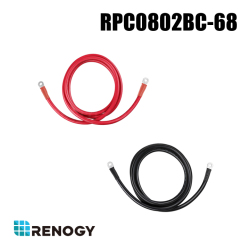 【RPC0802BC-68】レノジー RENOGY 48Vハイブリッドソーラーインバーター⇔バッテリー間用ケーブル38SQ 2.4m M8→M6 2本セット（返品不可・代引不可）