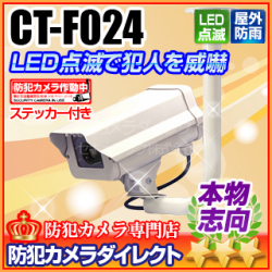 【CT-F024】防雨・天吊・プロ仕様LEDダミーカメラ（ステッカー付・アイボリー・ショートタイプ）