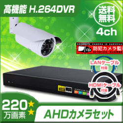 防犯カメラセット・監視カメラセット【セット835-AHD】屋外赤外線暗視防雨VF AHDカメラ1台と8chデジタルレコーダーセット