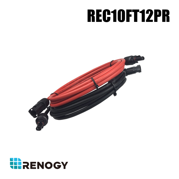 【REC10FT12PR】レノジー RENOGY ソーラー延長ケーブル 両端MC4コネクター付き 3m （返品不可・代引不可）