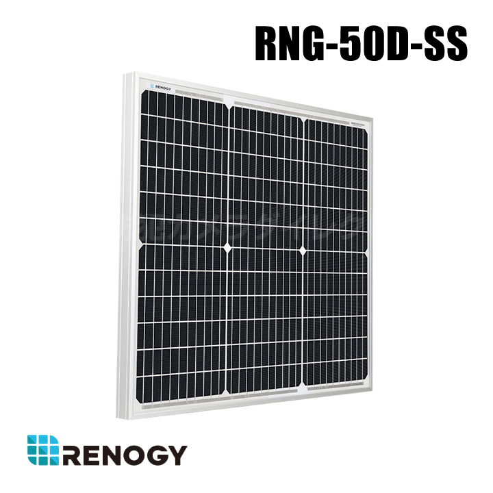 【RNG-50D-SS】レノジー RENOGY ソーラーパネル 50W 単結晶 12V MC4コネクタータイプ 高変換効率 太陽光パネル 新モデル （返品不可・代引不可）