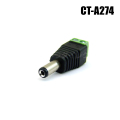 【メール便可】【CT-A274】φ2.1mm　DC電源用ネジ固定プラグ ハンダ不要端子台変換