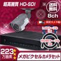 防犯カメラセット・監視カメラセット【セット744-FHD】 HD-SDI フルハイビジョン防雨型VFカメラ1台と8chデジタルレコーダー