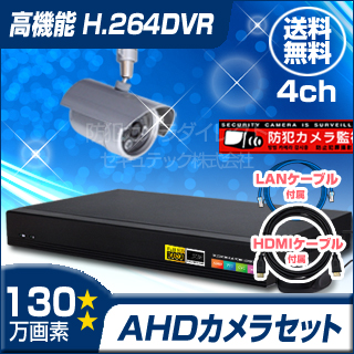 防犯カメラセット・監視カメラセット【セット810-AHD】屋外赤外線暗視防雨AHDカメラ1台と8chデジタルレコーダーセット