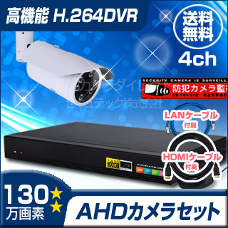 防犯カメラセット・監視カメラセット【セット820-AHD】屋外赤外線暗視防雨VF AHDカメラ1台と8chデジタルレコーダーセット
