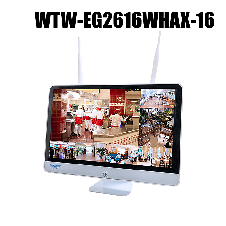 【WTW-EG2616WHAX-16】 IPカメラシリーズ用 大型16インチディスプレイ一体型ネットワークレコーダー 16chモデル（2～8TB選択）（代引不可・返品不可）