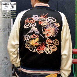 テーラー東洋 港商＆CO. "TT15531-119" "DUELLING DRAGONS” × “JAPAN MAP P RINT” アセテートスカ [スカジャン][SOUVENIR　JACKET][アウター]