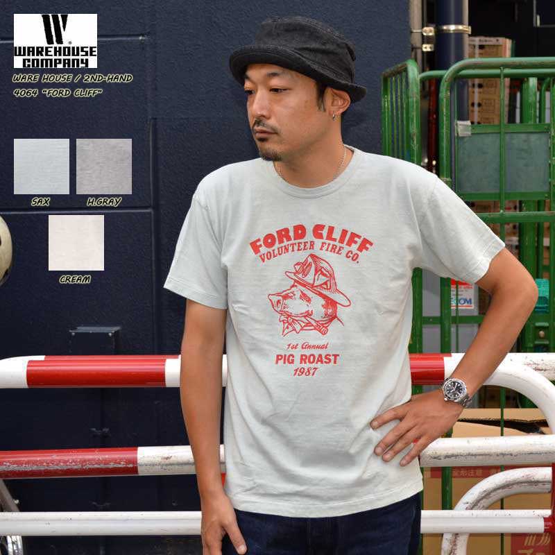 WAREHOUSE ウエアハウス 2ND-HAND "4064 FORD CLIFF" プリントS/STee セコハン [S/STee]