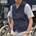 SUGAR CANE シュガーケーン "SC12654" 9oz. WABASH STRIPE WORK VEST 9オンス ウォバッシュ ストライプ ワーク ベスト [アウター]