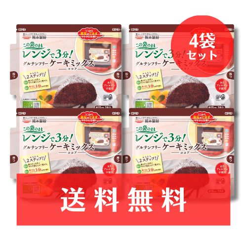 【送料無料】　グルテンフリーケーキミックス〈ココア〉４個セット　《ゆうパケット発送対象》
