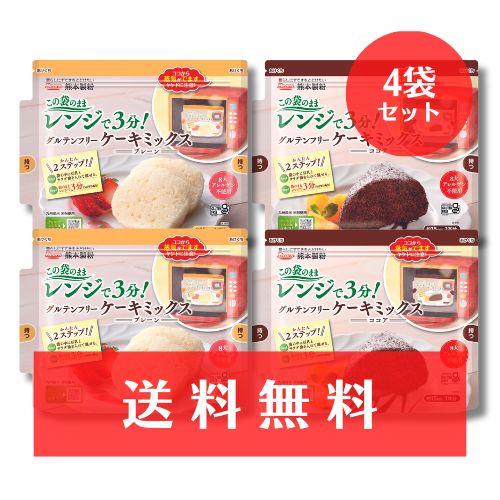【送料無料】　グルテンフリーケーキミックス〈ココア＆プレーン〉４個セット　《ゆうパケット発送対象》