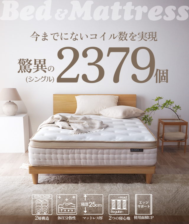 マットレス 2層のポケットコイル 超高密度+マイクロポケットコイル EN355PP